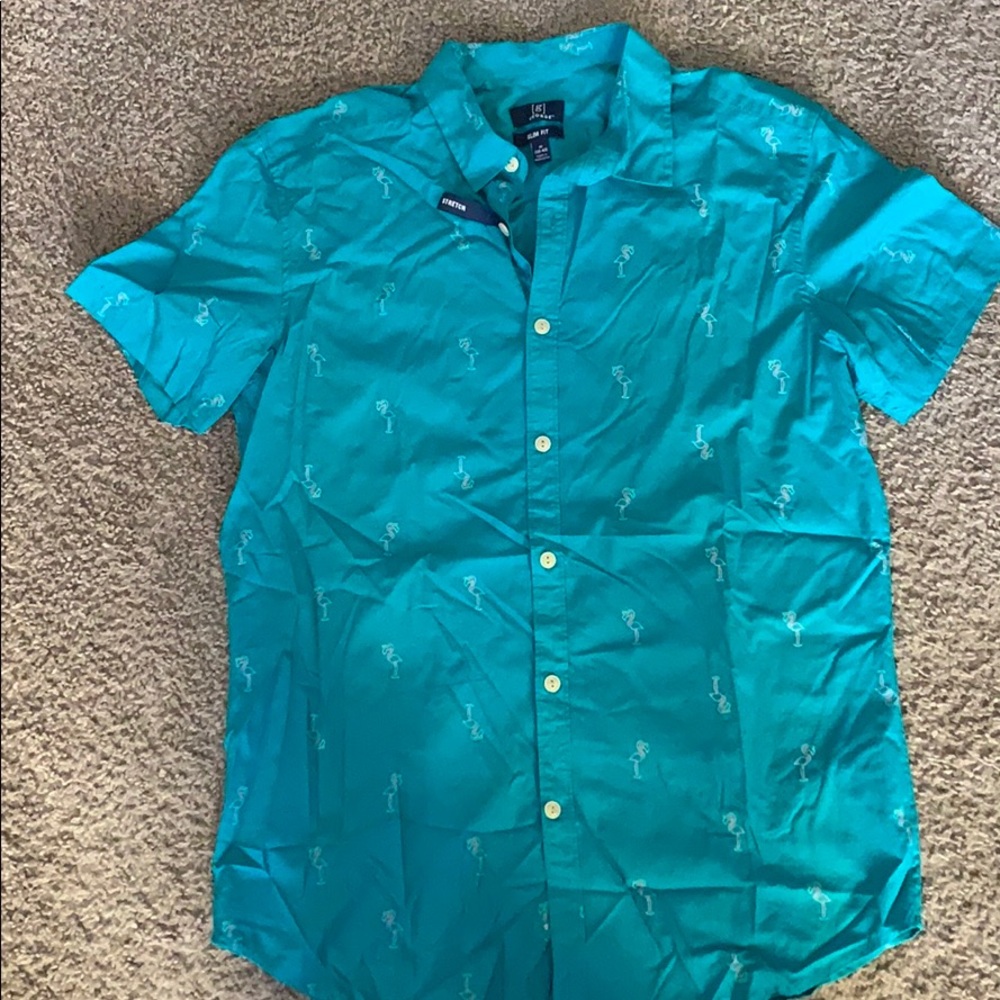 George Short sleeve teal button down